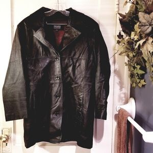 Wilson's leather black leather button up coat